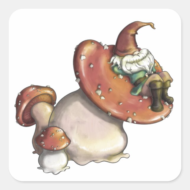 Napping Gnome Quadratischer Aufkleber (Vorderseite)