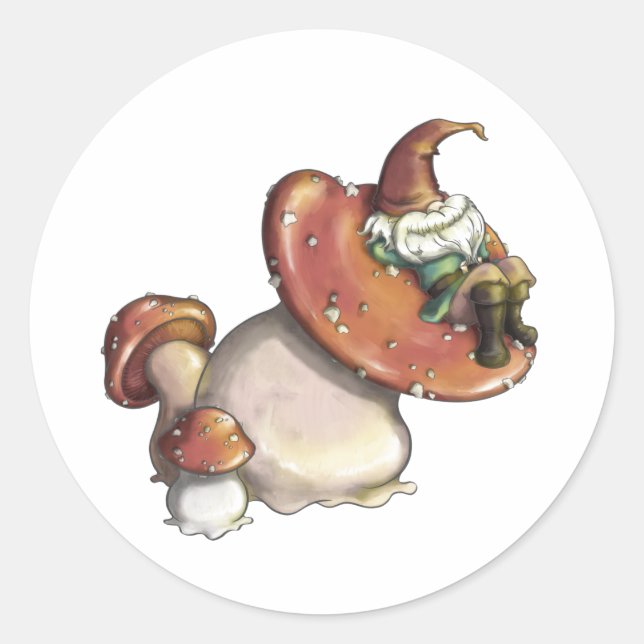 Napping Gnome Runder Aufkleber (Vorderseite)