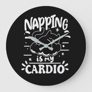 Napping ist mein einfaches, lustiges Katzen-Design Große Wanduhr