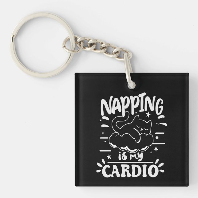 Napping ist mein einfaches, lustiges Katzen-Design Schlüsselanhänger (Vorderseite)