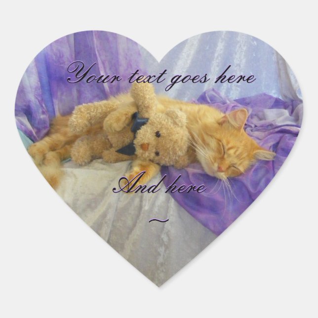 Napping Kitten Heart Stickers (Vorderseite)