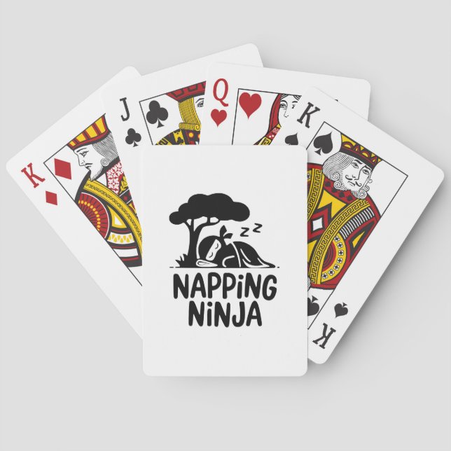 Napping Ninja Niedliche Schlaflosigkeit Ninja Art  Spielkarten (Rückseite)