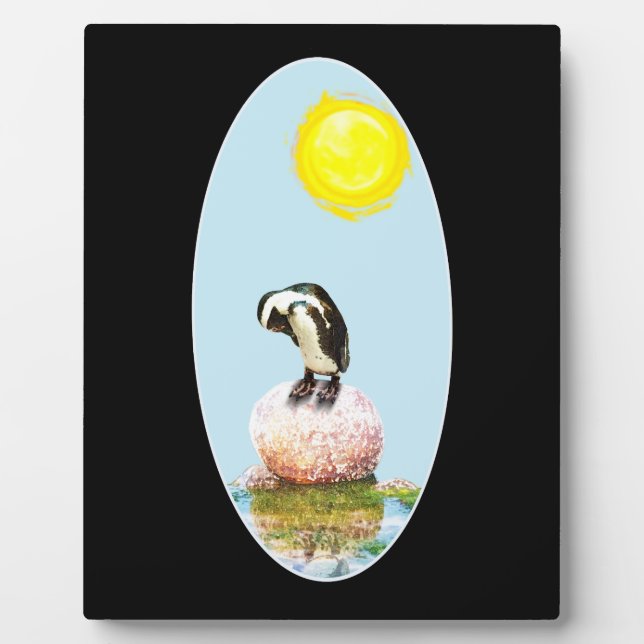 Napping Pinguin in der Sonne Fotoplatte (Vorderseite)