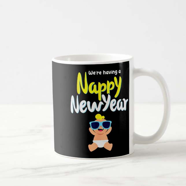 Nappy New Year Diaper Expecting Pregnant Funny Hap Kaffeetasse (Rechts)