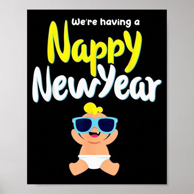 Nappy New Year Diaper Expecting Pregnant Funny Hap Poster (Vorne)