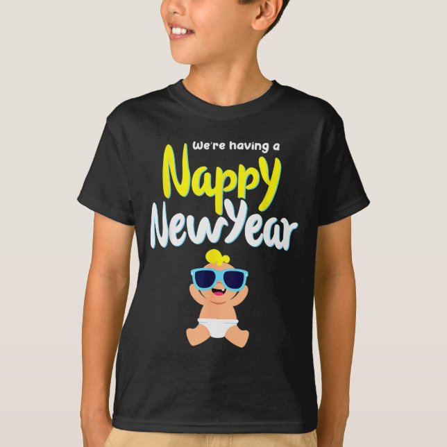 Nappy New Year Diaper Expecting Pregnant Funny Hap T-Shirt (Vorderseite)