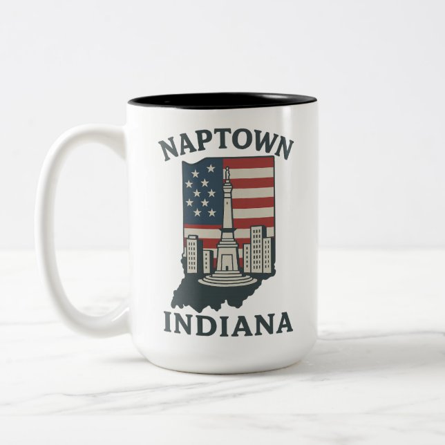 Naptown Indiana Monument Circle Zweifarbige Tasse (Links)