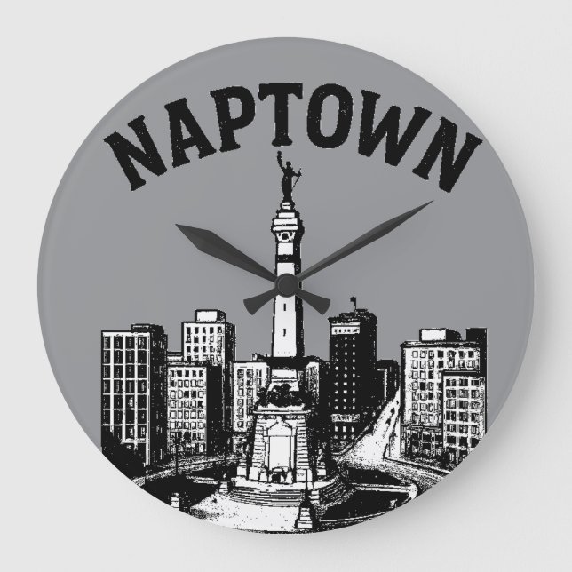Naptown Indianapolis Indiana Große Wanduhr (Vorderseite)