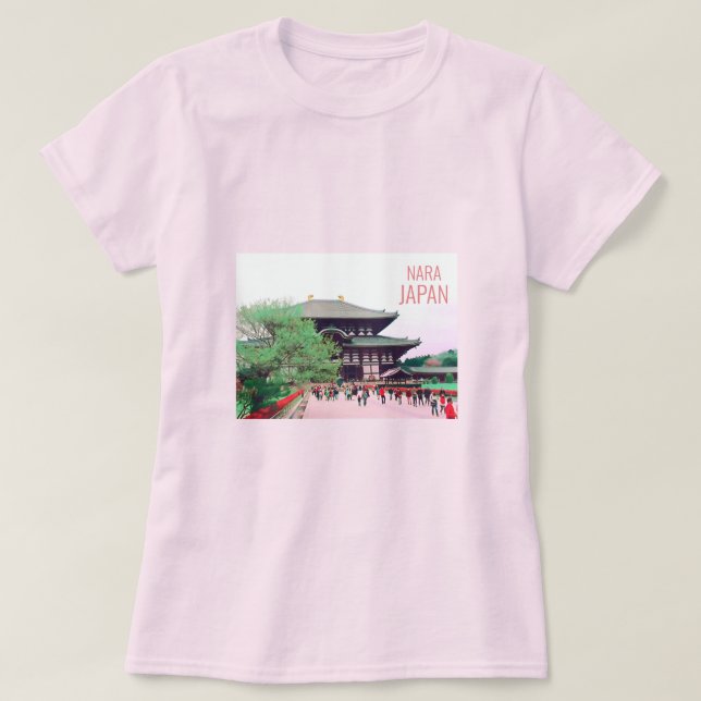 Nara Japan berühmte Tempelschreckenreise T-Shirt (Design vorne)