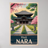 Nara Japan Illustration Reise Kunst Vintage