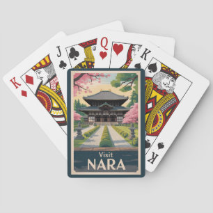 Nara Japan Illustration Reise Kunst Vintage Spielkarten