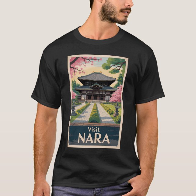 Nara Japan Illustration Travel Art Vintage T-Shirt (Vorderseite)