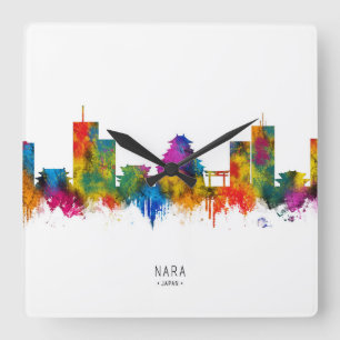 Nara Japan Skyline Quadratische Wanduhr