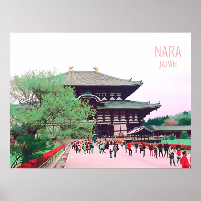 Nara Japan Todai-ji Tempelfahrt Druck Poster (Vorne)