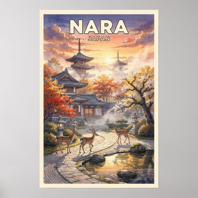 Nara Japan Vintage Reise Poster (Vorne)
