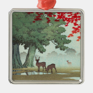 Nara Park Hasui Kawase shin hanga-Landschaft Kunst Silbernes Ornament