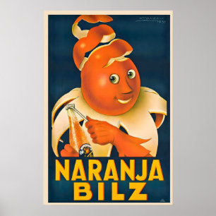 Naranja Bilz Orangensaft Achille Mauzan Vintage Poster