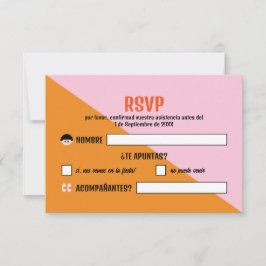 Naranja y Rosa Boda Festival WedFest RSVP Karte