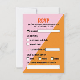 Naranja y Rosa Triangulo Comida Boda RSVP Karte