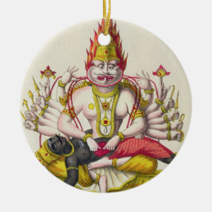Narasimha, graviert von de Marlet (Farbelitho) Keramik Ornament