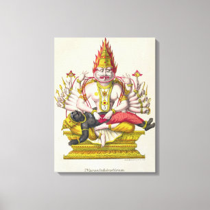 Narasimha, graviert von de Marlet (Farbelitho) Leinwanddruck