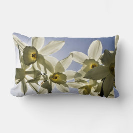 Narcissen die bloeien met een lente blauwe lucht lendenkissen