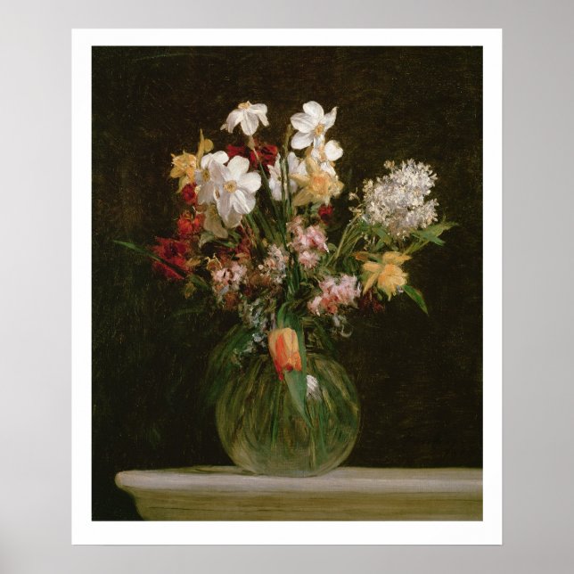 Narcisses Blancs, Jacinthes et Tulipes, 1864 Poster (Vorne)