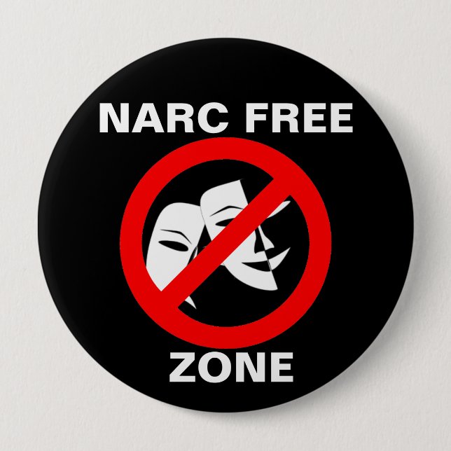 Narcissist-/Narc Freihafengebiet-Knopf-Schwarzes Button (Vorderseite)