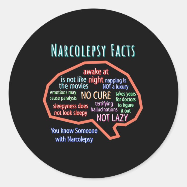 Narcolepsy Facts Sleep Disease Narcolepsy Runder Aufkleber (Vorderseite)