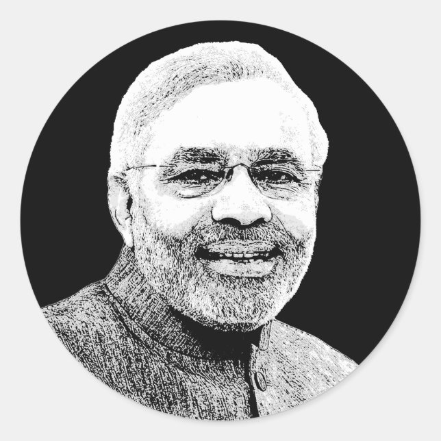 Narendra Modi Runder Aufkleber (Vorderseite)
