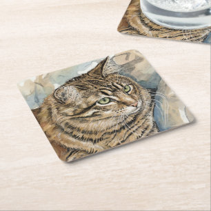 Nari - Eine Studie meiner Katze Rechteckiger Pappuntersetzer