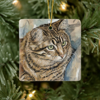 Nari - Eine Studie über meine Katze Keramikornament