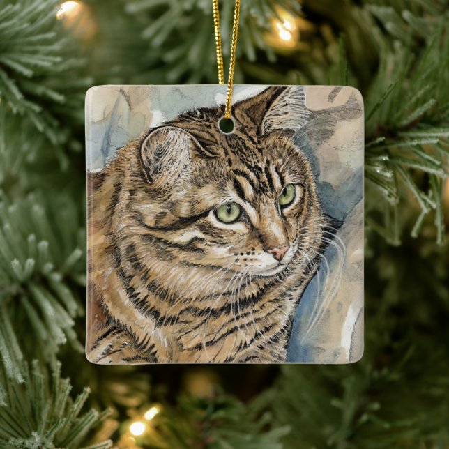 Nari - Eine Studie über meine Katze Keramikornament (Baum)