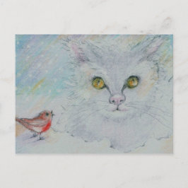 Narnia betrachtet den Robin in in einem uneinfache Feiertagspostkarte