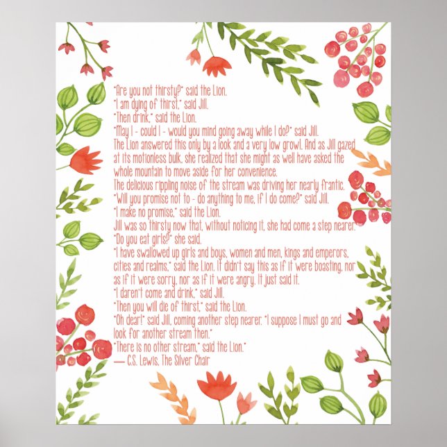 Narnia Quote - CS Lewis - Girl's Room Poster Print (Vorne)