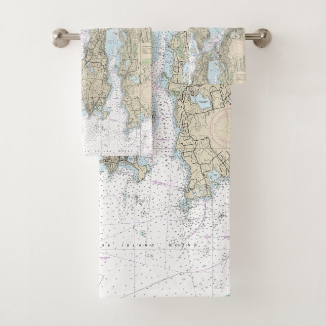 Narragansett Bay Nautical Chart 13221 Badhandtuch Set (Insitu)
