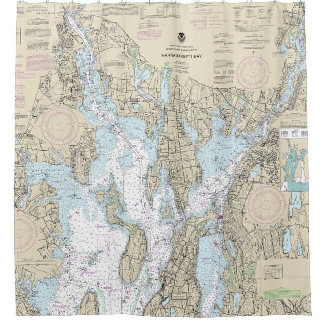 Narragansett Bay Nautical Chart 13221 Duschvorhang (Vorderseite)