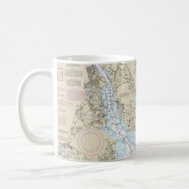 Narragansett Bay Nautical Chart 13221 Kaffeetasse (Links)