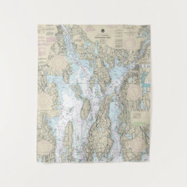 Narragansett Bay Nautical Chart 13221 Wandteppich