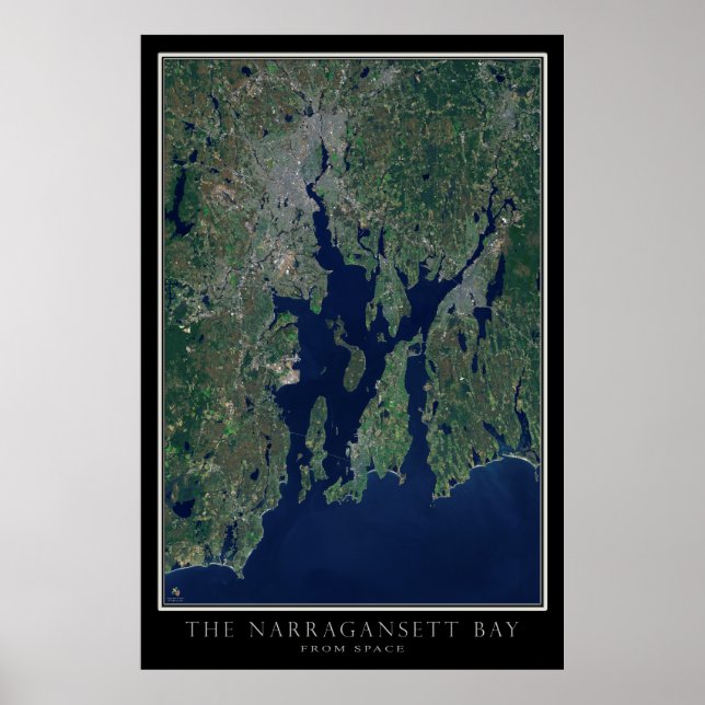 Narragansett Bay Satellite Poster Karte (Vorne)