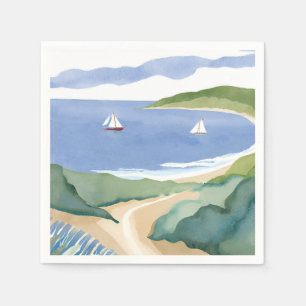 Narragansett Bay Segelboot Coastal RI Aquarell Serviette