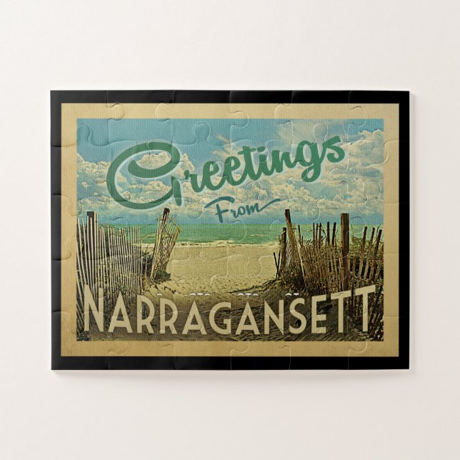 Narragansett Beach Vintage Travel Puzzle (Horizontal)