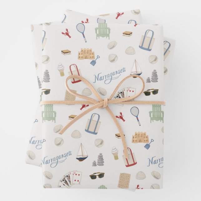 Narragansett Rhode Island Beach Familienurlaub Geschenkpapier Set (Beispiel)