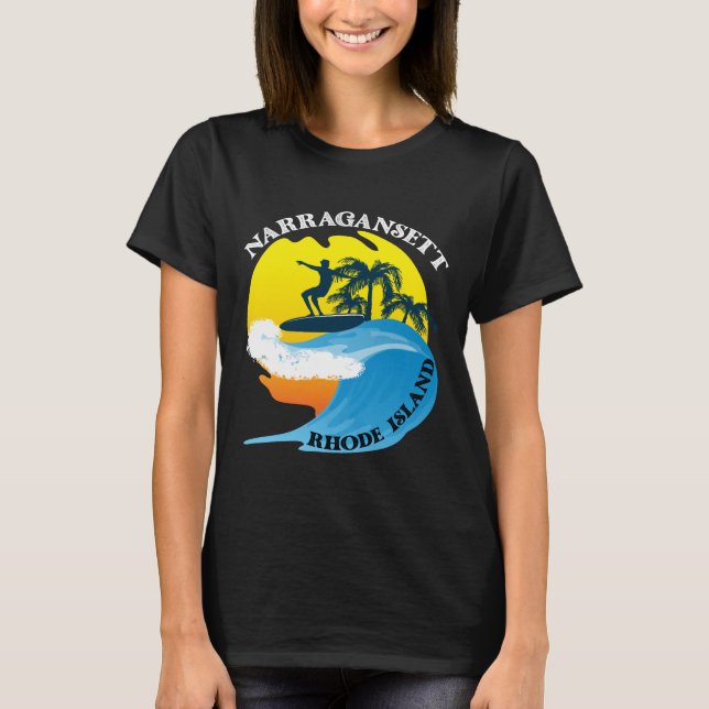 Narragansett Rhode Island Surfen T-Shirt (Vorderseite)