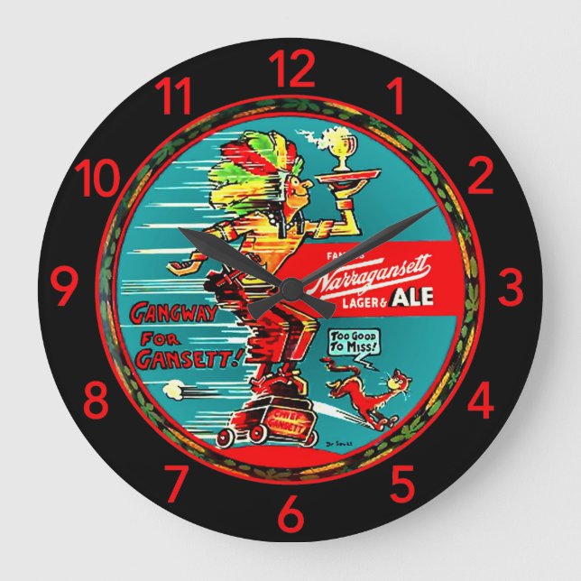 NARRAGANSETT VINTAGER "BIER-BEHÄLTER-" GROßE WANDUHR (Vorderseite)