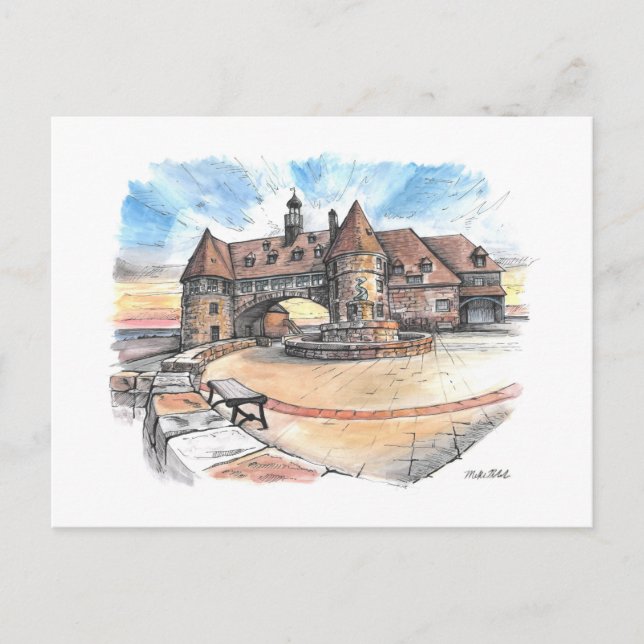 Narragansetts Türme, Coast Guard House Pen und Tin Postkarte (Vorderseite)