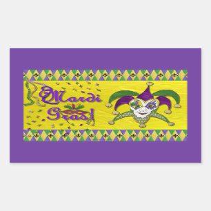 Narrenmaske Mardi Gras Harlekin Rechteckiger Aufkleber