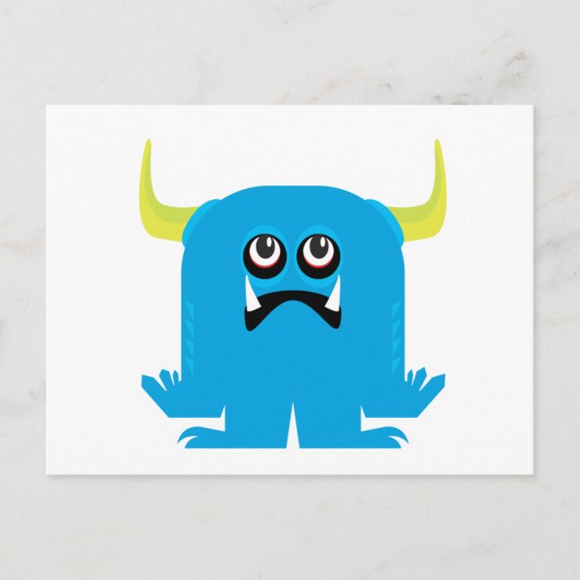 närrischer blauer Monster Postkarte (Vorderseite)