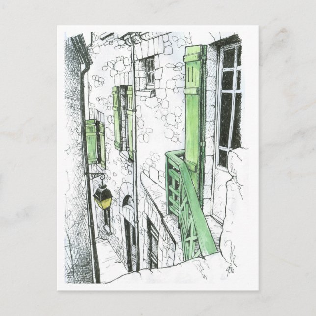 Narrow Street am Mont St. Michel Postkarte (Vorderseite)