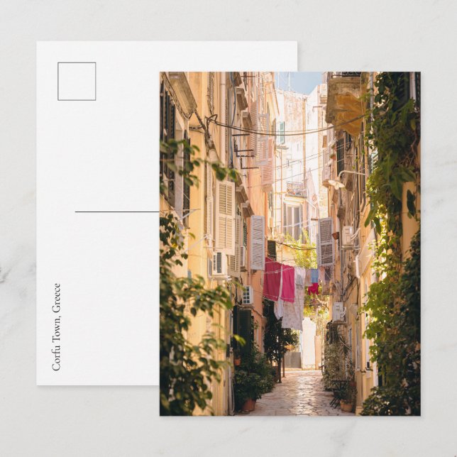 Narrow streets of old Corfu Town Postkarte (Vorne/Hinten)